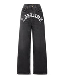 Old English Print Denim Pants